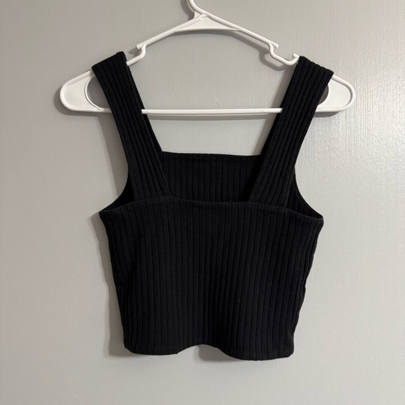 American Eagle Outfitters Black Ribbed Crop Tank Top Size Small - Picture 2 of 5